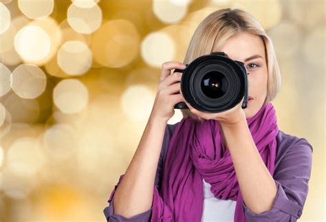 Premium Photo Woman Photographer Takes Images Isolated