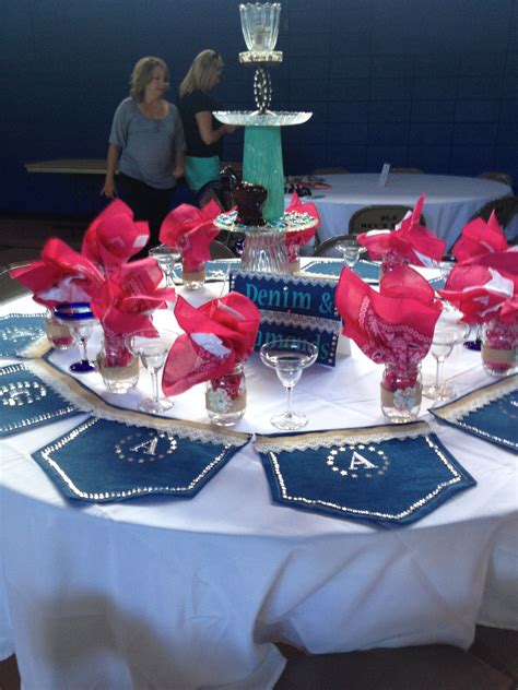 But if you like opulence. Denim & Diamonds themed luncheon table decorations ...