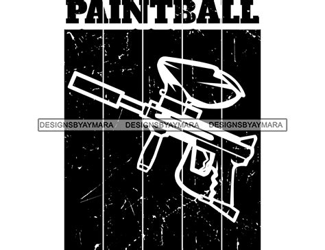Paintball Marker Gun Silhouette Colorful Protective Mask Etsy
