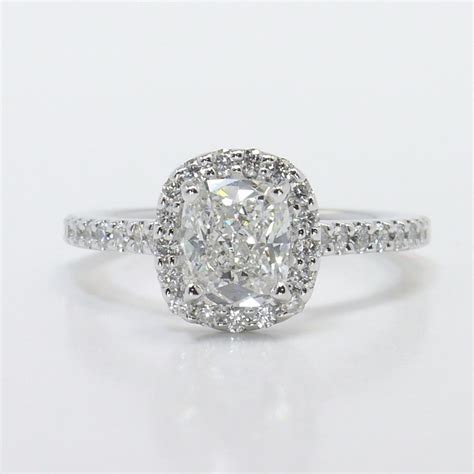 1 Carat Cushion Halo Diamond Engagement Ring