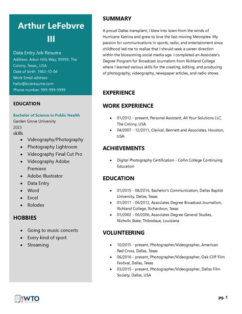 12 Free Resume Templates for Data Entry Operators