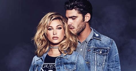 hailey baldwin bares skin and curves for the guess 35th anniversary campaign