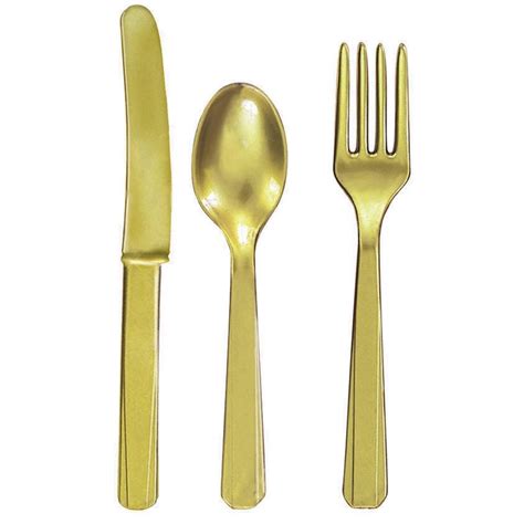 Gold Cutlery Set (24 Pack) (With images) | Disposable cutlery, Plastic cutlery, Gold fork