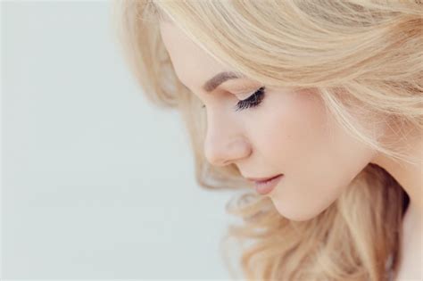 Free Photo Cute Beautiful Blonde Woman Portrait Side Profile View