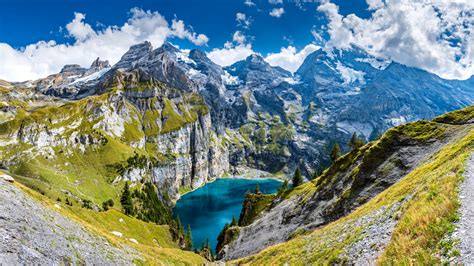 Wallpaper Alam Pemandangan Swiss Pegunungan Danau Langit Awan