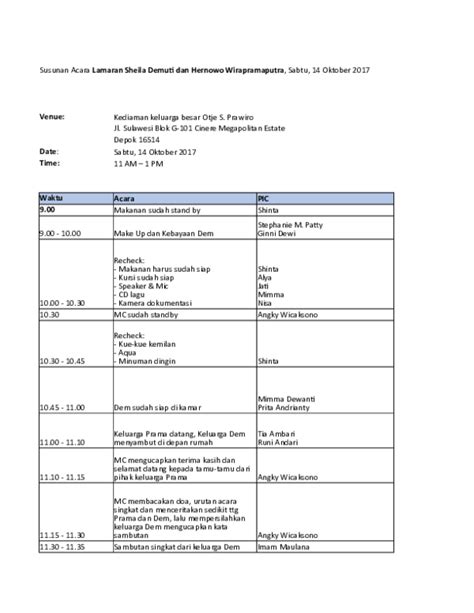 Susunan Acara Lamaran – newstempo