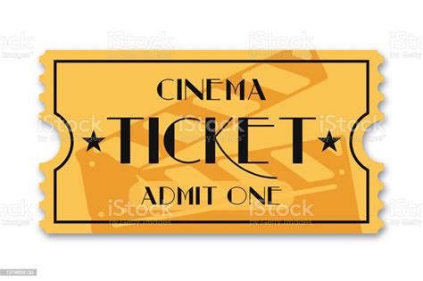 Cinema Ticket Isolated On Background Vintage Admission Movie Ticket
