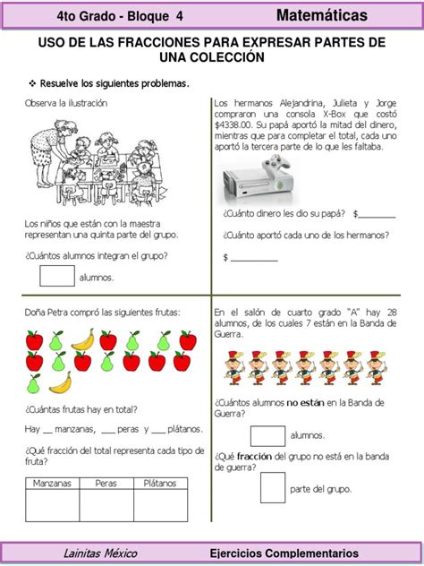 Pdfs con problemas matemáticos para niños de primaria. 4to Grado - Matemáticas - El Algoritmo de La División