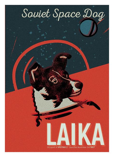 Space Dog Laika Illustration Art Print Etsy Uk