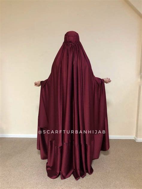 Maybe you would like to learn more about one of these? Burgundy Afghan burqa silk khimar cape niqab full long ...