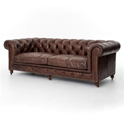 Club Chesterfield Tufted Brown Leather Sofa 96w Kathy Kuo Home