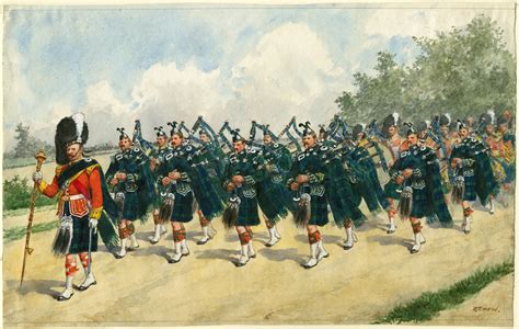 Argyll And Sutherland Highlanders The Pipes By Richard Simkin