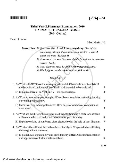 In the discussion, you interpret what your results mean and show why they matter. Pharmaceutical Analysis 2 2010-2011 Bachelor of Pharmacy (Yearly Pattern) 3rd Year question ...