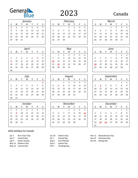Canada Calendar For 2023 Get Latest News Update Free Printable With