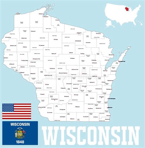 Wisconsin County Map Stock Vector Illustration Of Kenosha 78880356