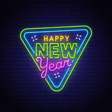 Premium Vector Happy New Year Neon Sign