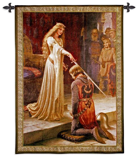 The Accolade By Edmund Blair Leighton Woven Tapestry Wall Art Hanging