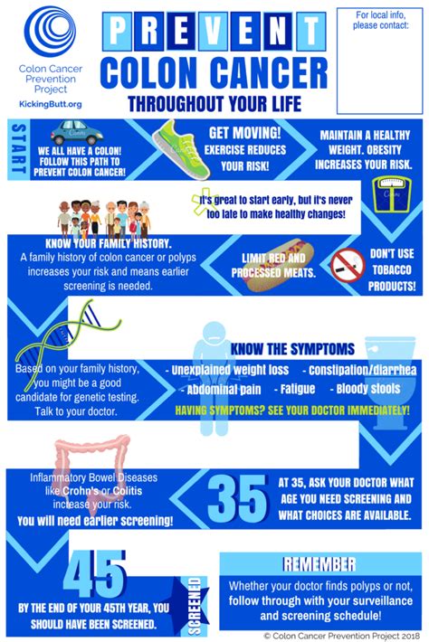 infographic prevent colon cancer throughout your life colon cancer prevention project