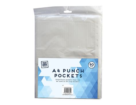 100 X A4 Plastic Punch Punched Pockets 30 Micron Folders Filing Wallets