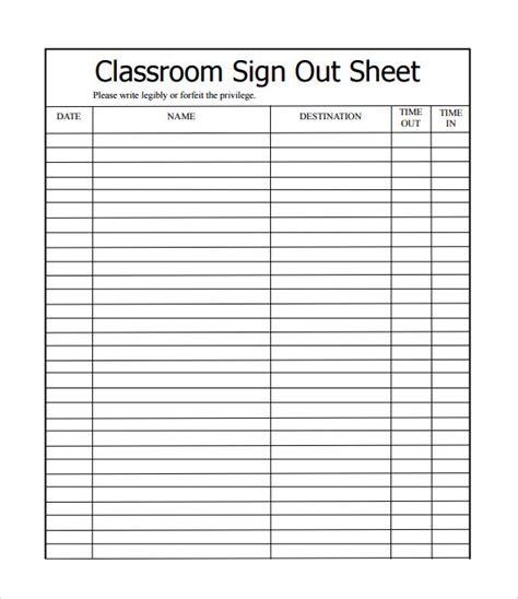 Free 14 Sample School Sign In Sheet Templates In Pdf