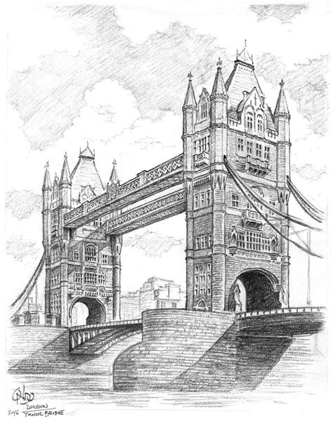 London Tower Bridge Drawing by Vlado Ondo