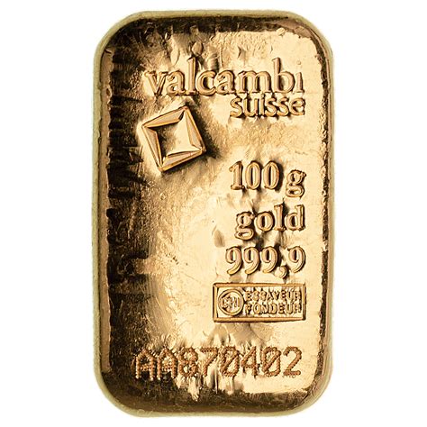 Valcambi Gold Cast Bar - Circulated in good condition - 100 g