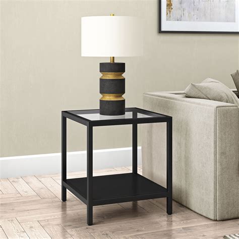 Top view of set furniture elements outline symbol for bedroom, kitchen, bathroom, dining room and living room. Industrial Glass Side Table with Perforated Metal Storage Shelf for Living Room, Bedside Night ...