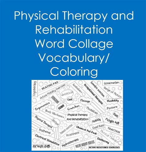 Physical Therapy And Rehabilitation Word Collage Coloring Health
