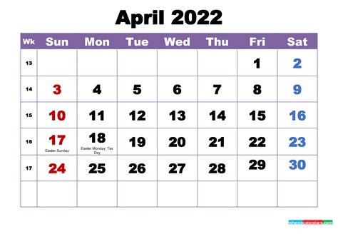 April 2022 Printable Calendar With Holidays Word Pdf