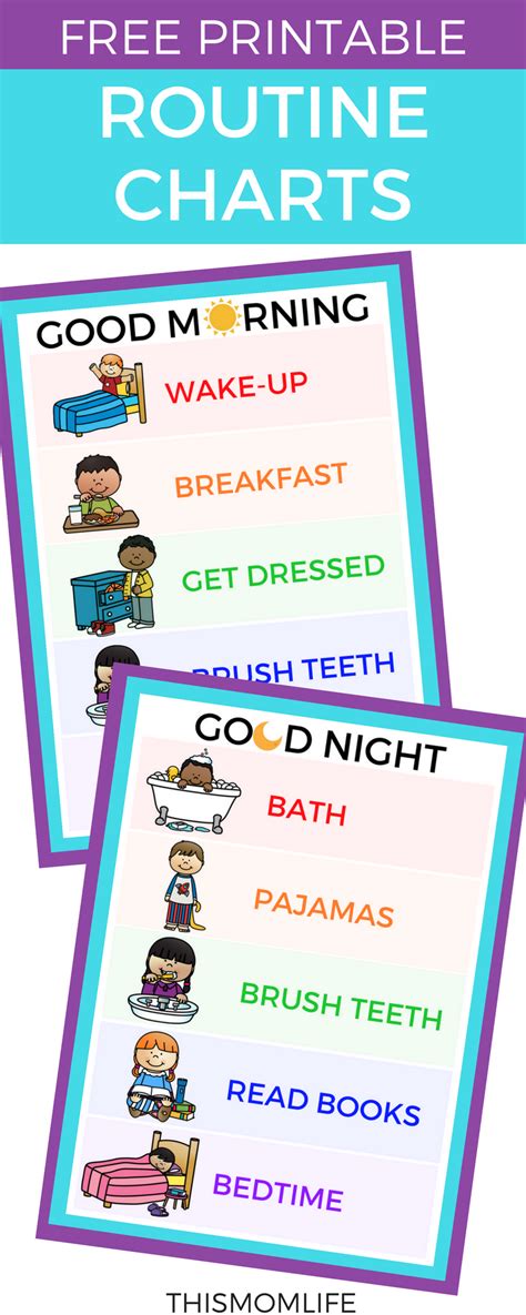 Free Printables Daily Routine Chart For Kids Kids Routine Chart
