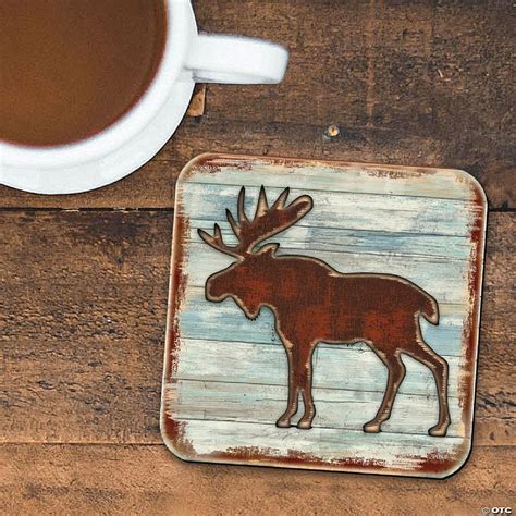 Designocracy Moose Wooden Cork Coasters T Set Of 4 By Nature Wonders