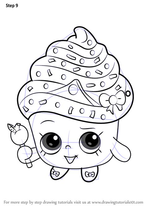 At the top draw many small curves. Learn How to Draw Cupcake Queen from Shopkins (Shopkins ...