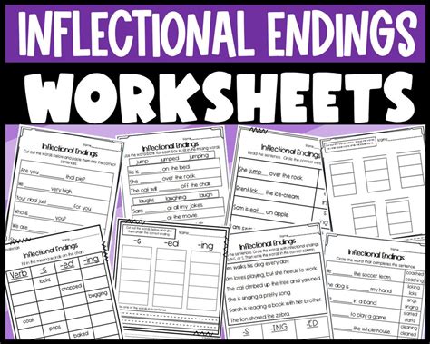 Inflectional Endings Printable Worksheets Ed Ing And S Endings Etsy