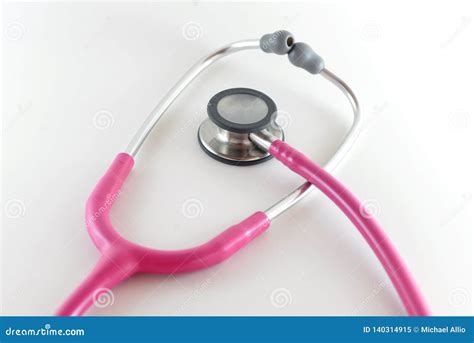 A Pink Stethoscope Is Seen On A White Background Stock Image Image Of