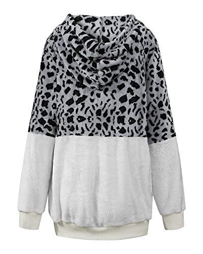 Buy Kenoce Womens Fleece Hoodie Sherpa Sweatshirt Leopard Print Cowl