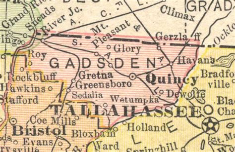 Map Of Gadsden County Florida 1910
