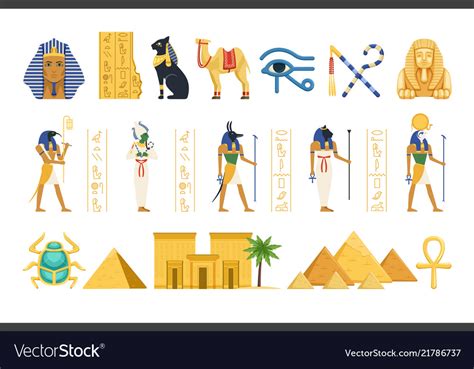 Egypt Set Egyptian Ancient Symbols Of The Power Vector Image