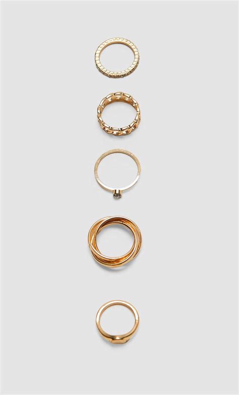 Set Of 5 Basic Rings Womens Jewellery Stradivarius United Kingdom