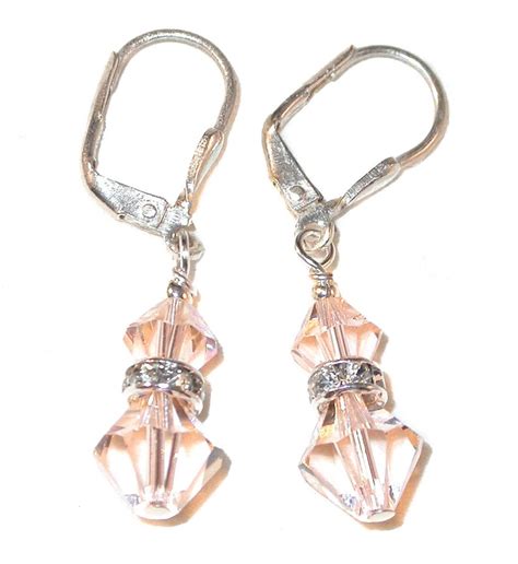 Nude Silk Crystal Earrings Sterling Silver Swarovski Elements Etsy