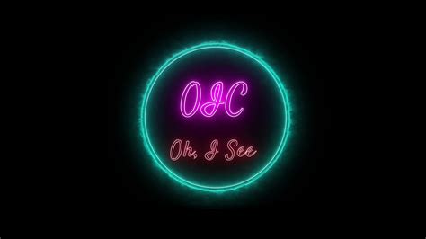 Oic Oh I See Neon Pink Red Fluorescent Text Animation Green Frame On Black Background