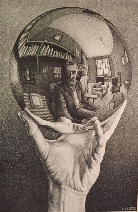 Hand With Reflecting Sphere M C Escher Large 11 X 16 Upcycled Book