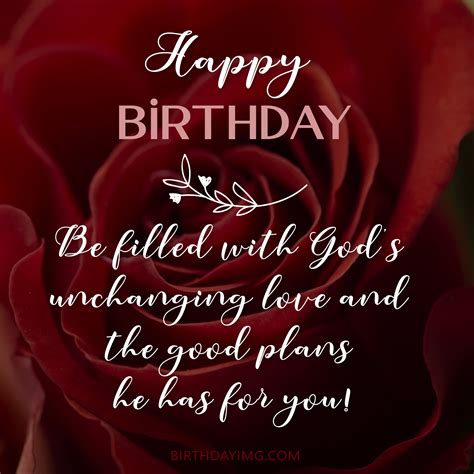 Free Happy Birthday Image With Blessings And Red Rose