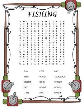 Fishing Word Search Fish Outdoors Theme Words