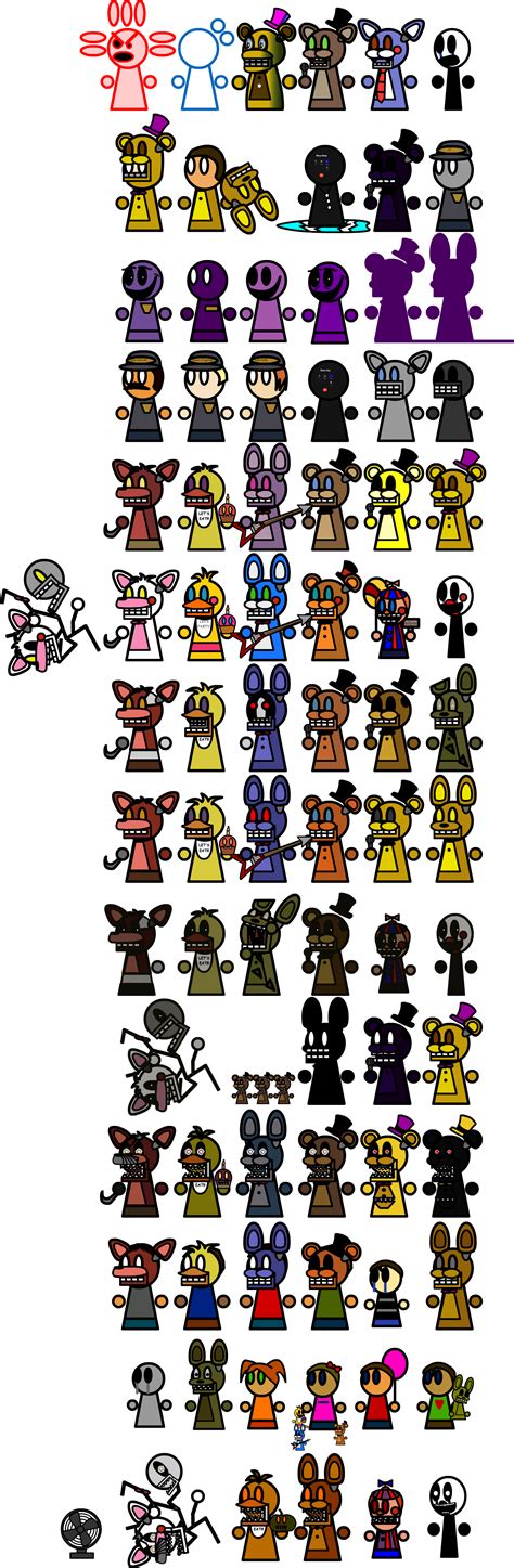 Almost All Main Series Fnaf Characters Extras Simple Style Flash