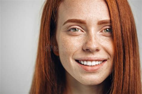 4263 Closeup Portrait Beautiful Smiling Redhead Girl Photos Free
