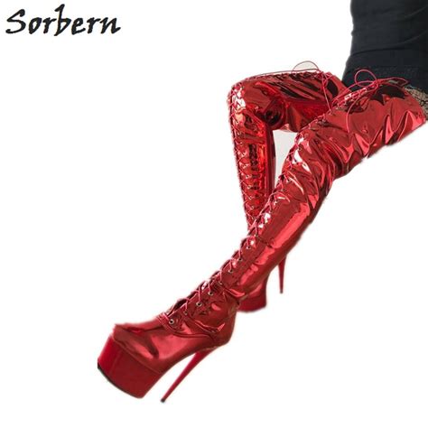 Sorbern Extreme Long Boots 80cm Shalft Length Metallic Red 15cm High