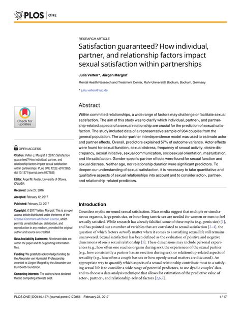 pdf satisfaction guaranteed how individual partner and relationship factors impact sexual