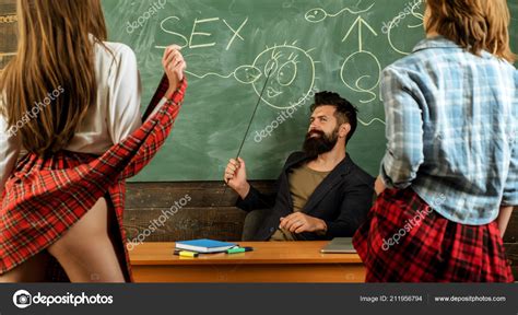 Sexy Education Bearded Sexology Teacher Looks At Two Sexy Female Students Erotic Education And