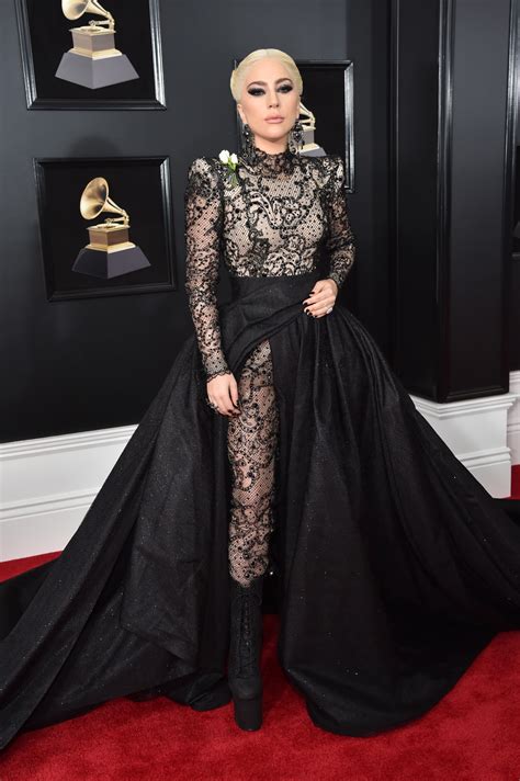 Lady Gaga Wows In Black Lace Ball Gown And Bodysuit Combo At 2018 Grammy Awards Access