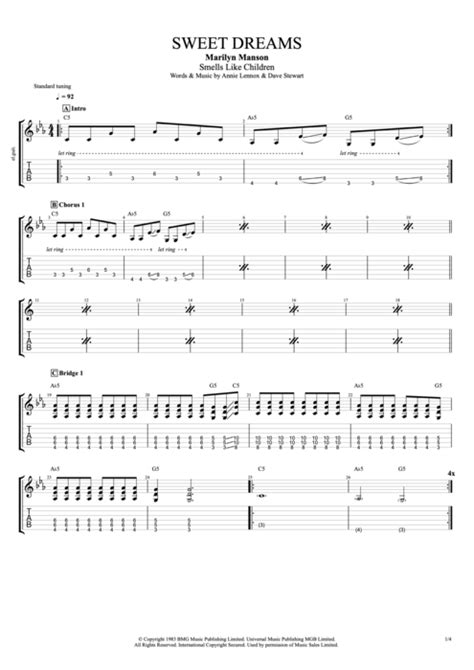 Sweet dreams are made of this who am i to disagree? Sweet Dreams by Marilyn Manson - Full Score Guitar Pro Tab ...